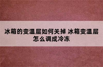 冰箱的变温层如何关掉 冰箱变温层怎么调成冷冻